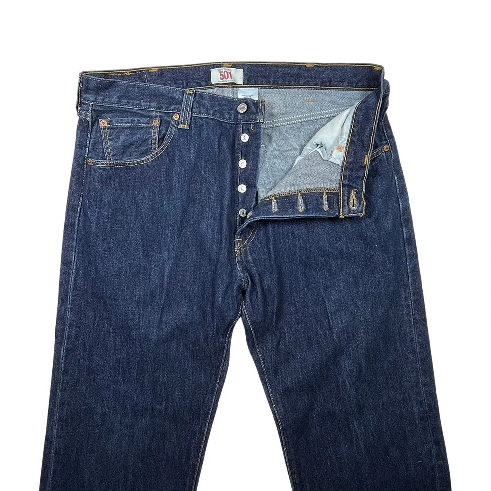 Levi's 501 Original Jeans Mens 38x32 (Fits 36x29) Blue Straight Button Fly Y2K